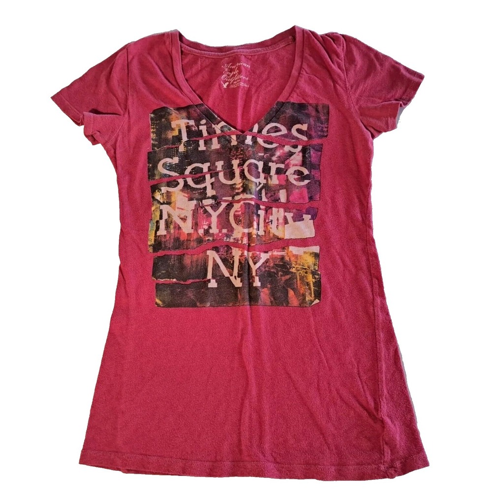 Times Square New York City NY T-shirt Women's XS 28" Chest 23" L Hot Pink